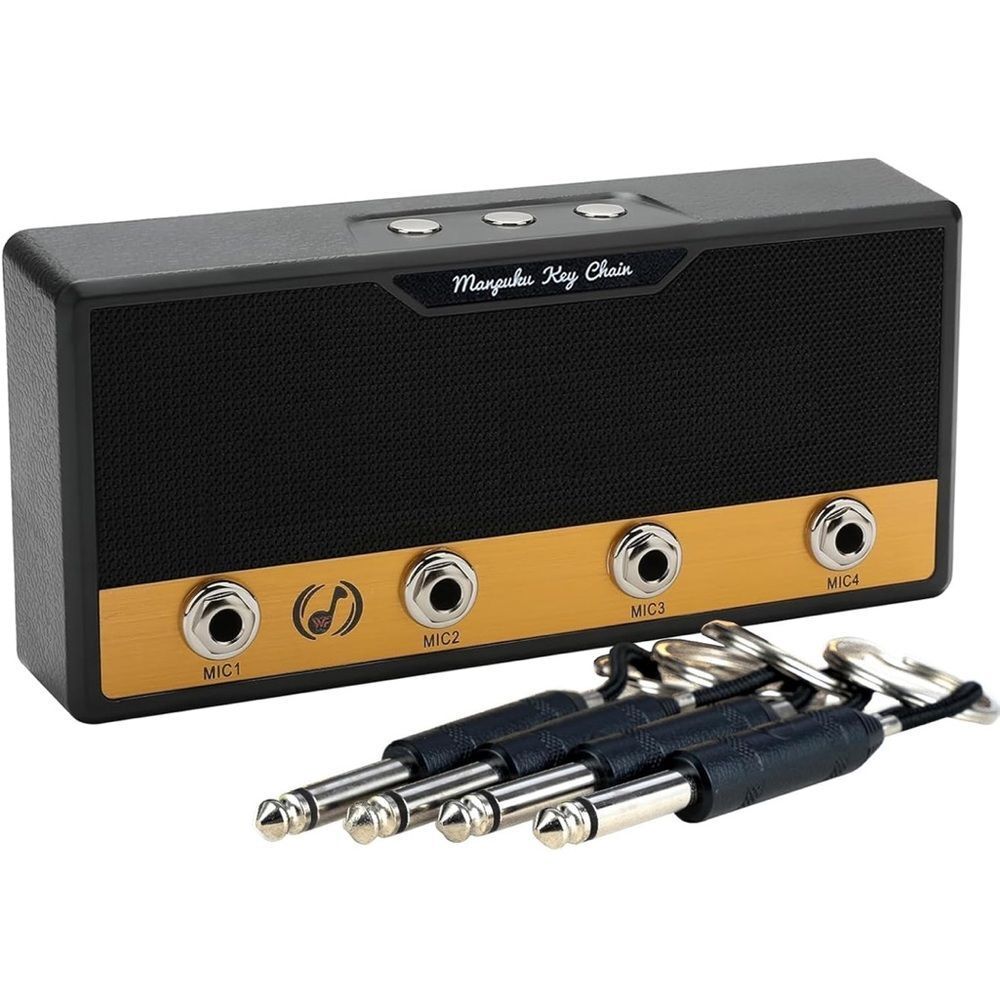 Guitar Amp Key Holder Wall Mount W 4 Guitar Plug Keychains